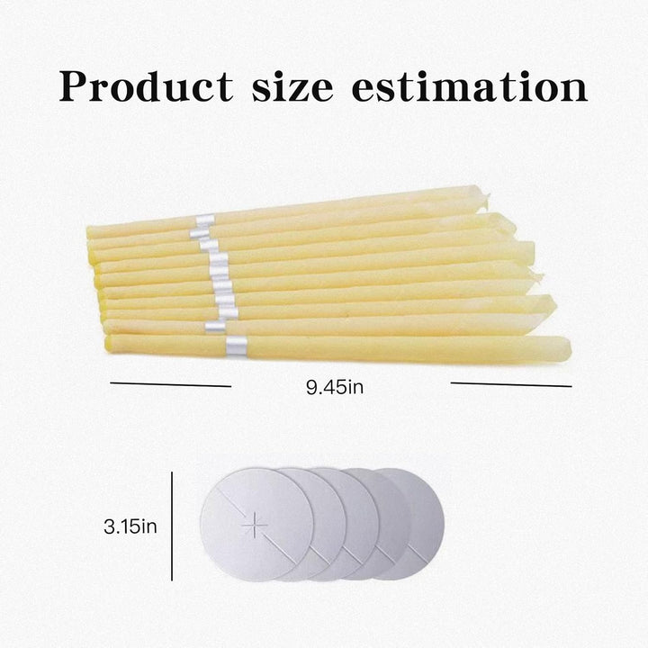 10Pcs Ear Candles for Wax Removal Ear Wax Removal Candle Kit with Natural Organic Beeswax Candles with Safety Filter Protective Discs and Cotton Buds Ear Cleaning