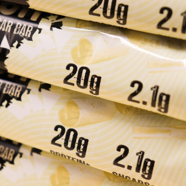 Crunch - High Protein Bars - 20G Protein Each Bar - Low Carb, Low Sugar Snack - 12 Pack X 64G (White Chocolate)