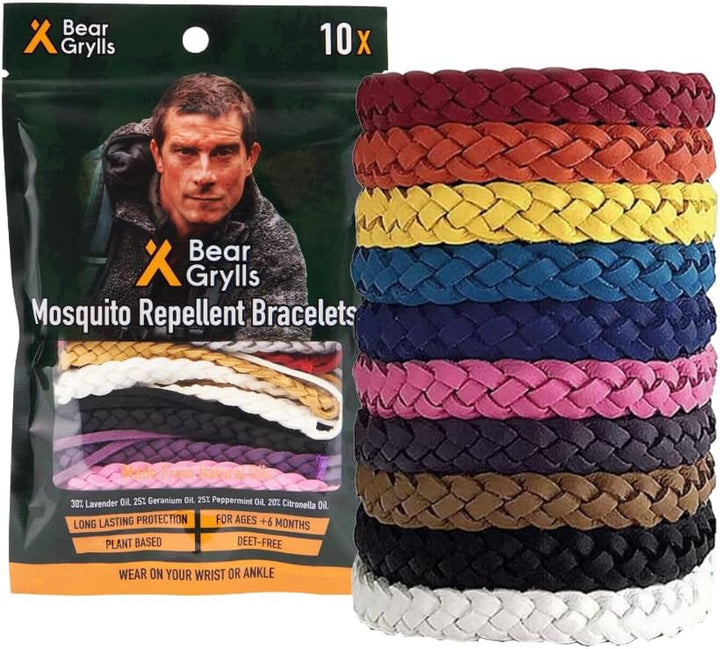 Mosquito Repellent Bracelets | Crafted for Adventure | Adjustable Leather | Deet-Free | Long-Lasting Protection | Pack of 10