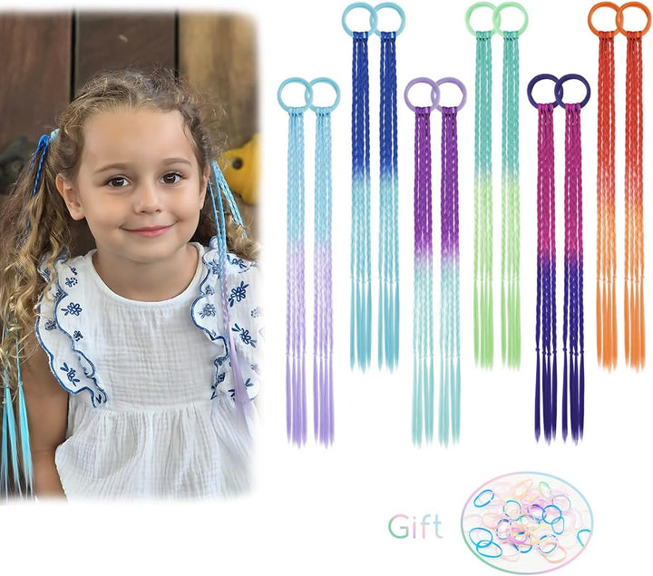 Coloured Hair Extensions for Girls, Crazy Hair Day Accessories to Styles, Kids Hair Accessories for Girls Christmas Gifts, 12 Pieces