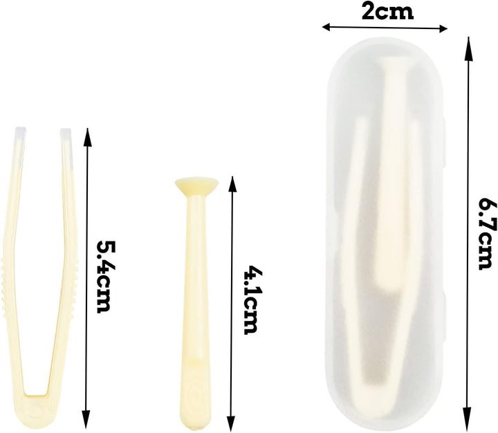 4 Pack Contact Lens Remover and Inserter Tool for Soft Lenses, Portable Contact Lens Applicator with Tweezers & Storage Case for Outgoing, Travelling - White & Yellow
