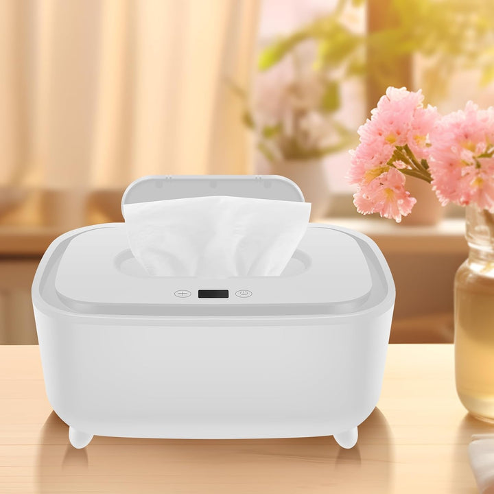 Uk Wipe Warmer Large Capacity Baby Wipe Warmer Intelligent Adjustable Temperature Infant Wipes Heater Top Heating Bottom Moisturizing Wipe Warmer for Babies Infants .(White)