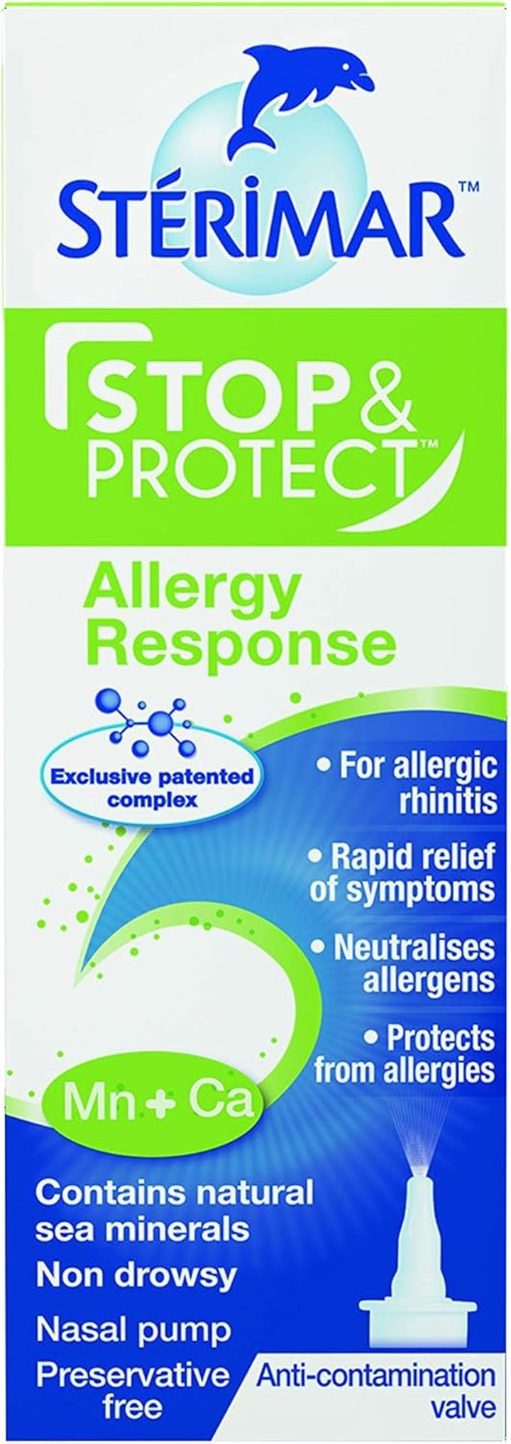 Stop & Protect Allergy Response- 100% Natural Sea Water Based Nasal Spray with Added Manganese and Calcium- 20 Ml Can