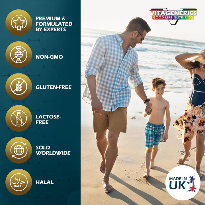 VITAGENERICS  Multivitamin & Minerals plus Omega 3, 30 Tablets plus 30 Capsules, with Zinc, Iron & B Vitamins, Made in UK