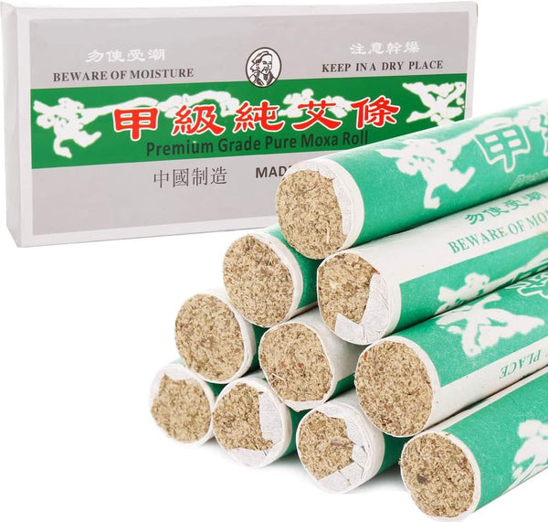 Moxa Sticks -  10 Rolls Pure Moxa Rolls for Mild Moxibustion Health Care Relieve Body Pain Massage