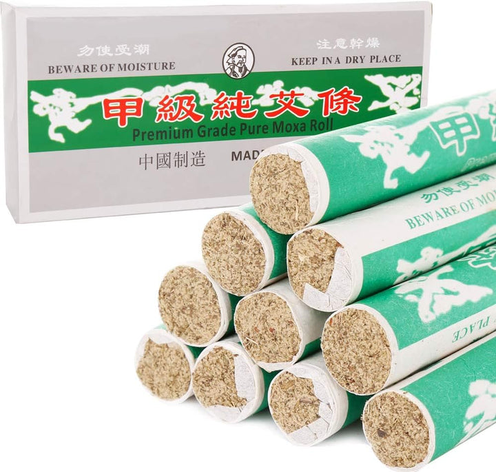 Moxa Sticks -  10 Rolls Pure Moxa Rolls for Mild Moxibustion Health Care Relieve Body Pain Massage