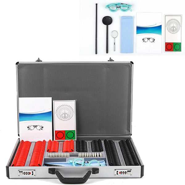 266 Pcs Optical Trial Lens Set Optometry Kit, Plastic Rim Aluminum Case Trial Frame Optometry Optician Test with Trial Frame, Suitable for Optometry and Optician
