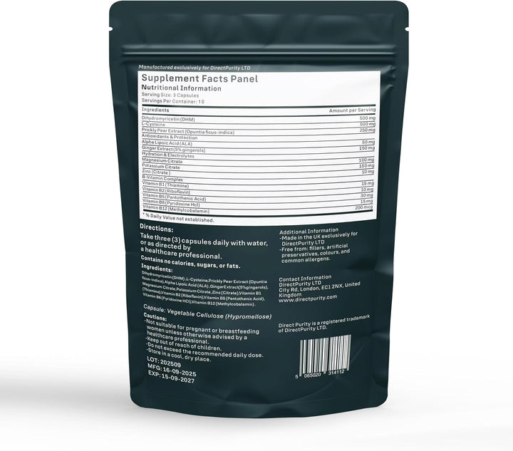 Dr Hang - after Party Recovery Supplement – DHM, Prickly Pear,Rosemary Leaf, Magnesium & B Vitamins – 30 Capsules – Full Liver Detox Formula