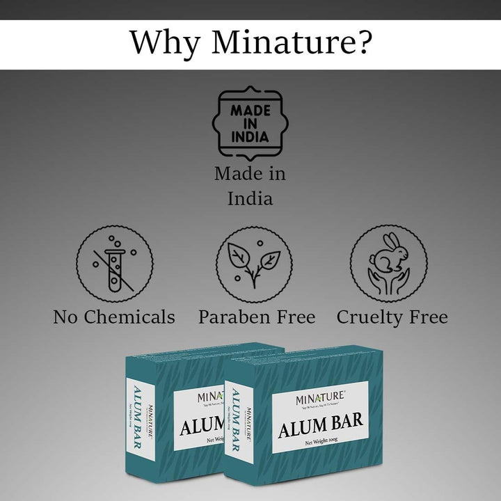 Mi Nature Pure Alum Bar 2 Pack (100G*2) |Natural Phitkari Block |Potassium Alum Stone |Shaving Bar |Skin Astringent |Water Clarifier |Odor Control