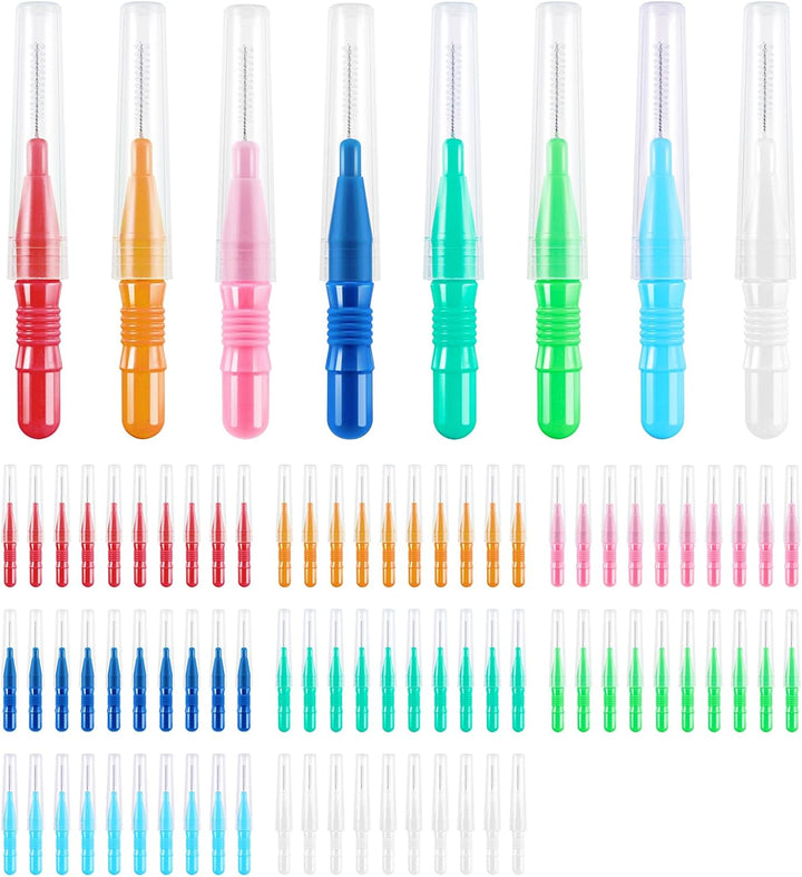80 Pcs Interdental Brushes, Soft Dental Brushes Dental Brushes Teeth Flossing Brushes Dental Floss Brush for Cleaning Gaps between Teeth (4 Colors)