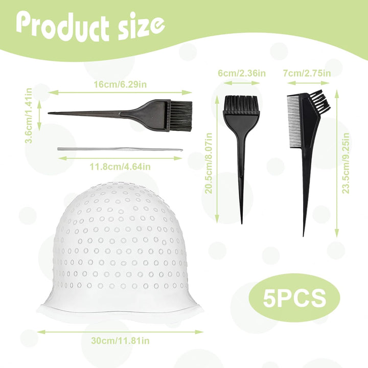 Professional Highlighting Kit 1 Pcs Highlighting Cap with Needle and 3 Hair Coloring Brushes Silicone Highlight Cap Reusable Hair Highlighting Kit for Salon Silicone Hairdressing Tools for Women Men
