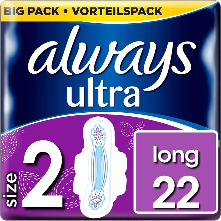 Ultra Sanitary Towels Long (Size 2) Wings X 24 Pads, Super Absorbent and Ultra Thin, for Menstrual Periods 24 X 4