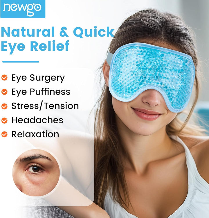 Cooling Eye Mask for Puffy Eyes, Reusable Hot Cold Therapy Gel Cold Eye Mask for Migraine, Headache, Dark Circles, Dry Swollen Eyes, Sinus Pain-Light Blue