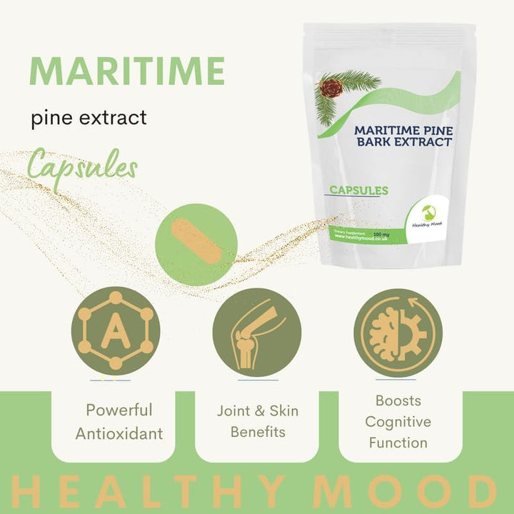 Maritime Pine Bark 100Mg 250 Veg Capsules – Antioxidant Supplement for Circulation, Skin Health, and Immune Support