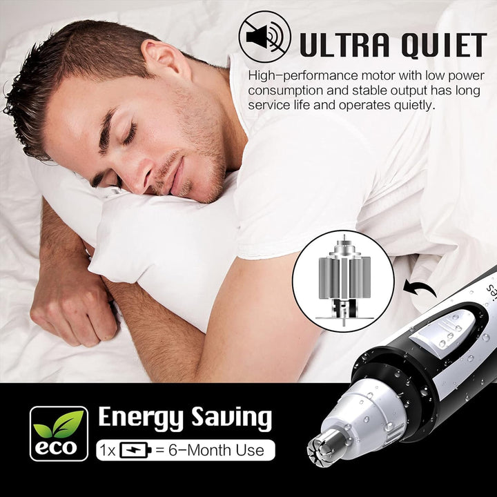 Nose Hair Trimmer for Men and Women, 2025 Professional Painless Ear and Nose Hair Trimmer Clipper, Battery-Operated Facial Hair Removal with IPX7 Waterproof, Dual Edge Blades, Easy to Clean