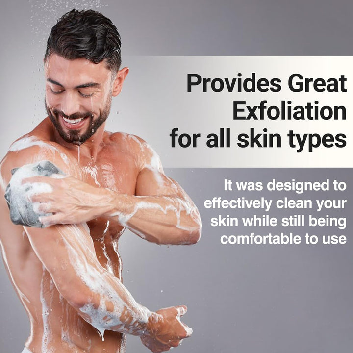 XXL 90G Charcoal Shower Loofah 3 Pack by  - Perfect Bath Sponge for Exfoliating for Men & Women - Body Scrubber Brush for Cleansing and Smooth Skin - Scrubbies That Remove Excess Oil and Dirt