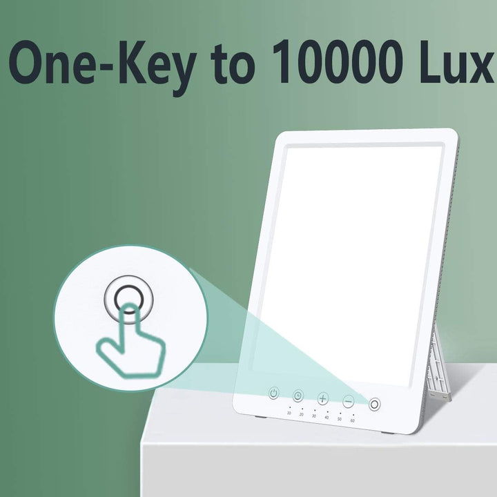 Sun Lamp 10000 Lux LED Energy Therapy White Warm Light with 7 Timer and 10 Adjustable Brightness and with Memory Function and 2 Flexible Placement. (White)