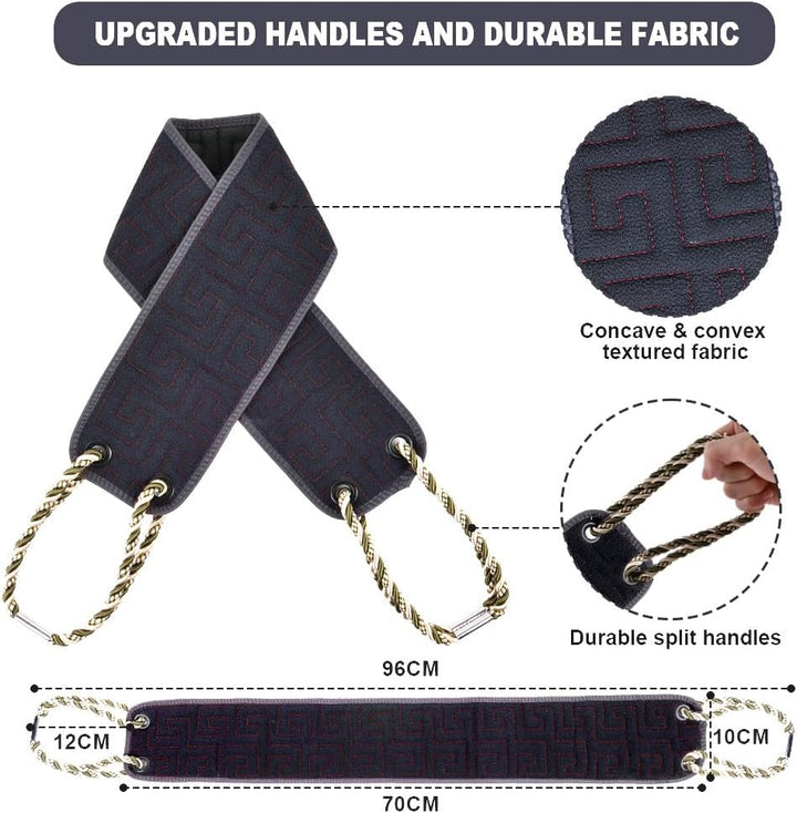 Exfoliating Back Scrubber for Shower, 37 Inches Back Washer with Handles, Soft Shower Bath Scrub for Women and Men, Double-Side Use Exfoliate Washcloth Bath Tool to Scrub Your Body Deeply