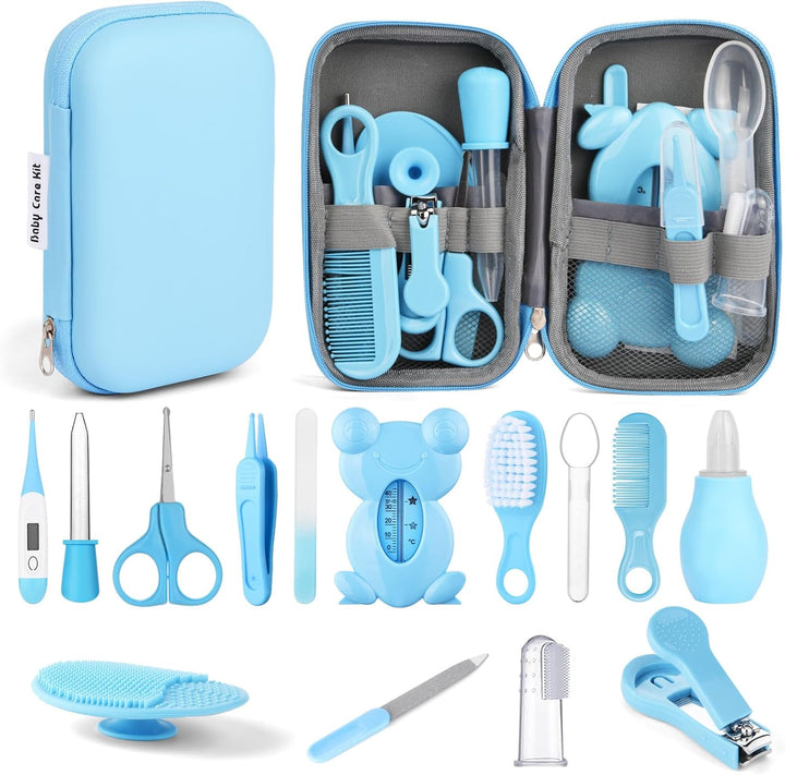 Baby Healthcare and Grooming Kit, Newborn Baby Care Accessories with Hair Brush, Comb, Nail Clippers, Thermometer, for Newborn Girls Boys(14 in 1, Pink)