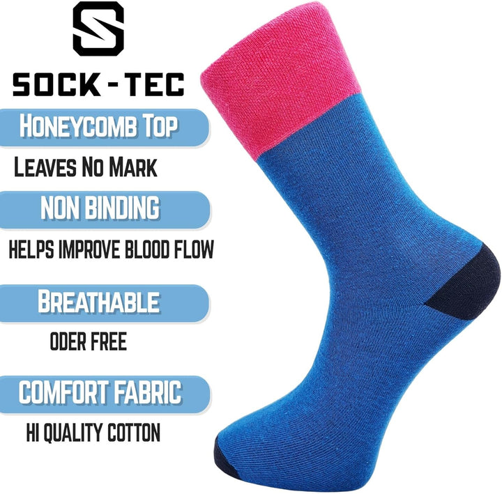 6 Pairs Non Elastic Diabetic Mens Socks Easy Gentle Grip Loose Wide Soft Top Rich Cotton Sock UK 6-11