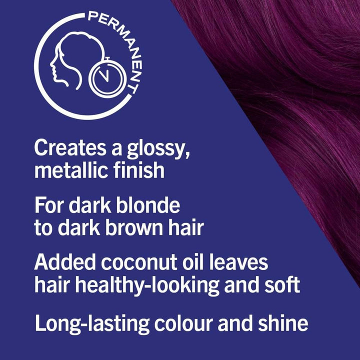 Schwarzkopf  Urban Metallics Vibrant, Long Lasting, Permanent Purple Hair Dye, Infused with Coconut Oil for Shiny Hair - Amethyst Chrome U69