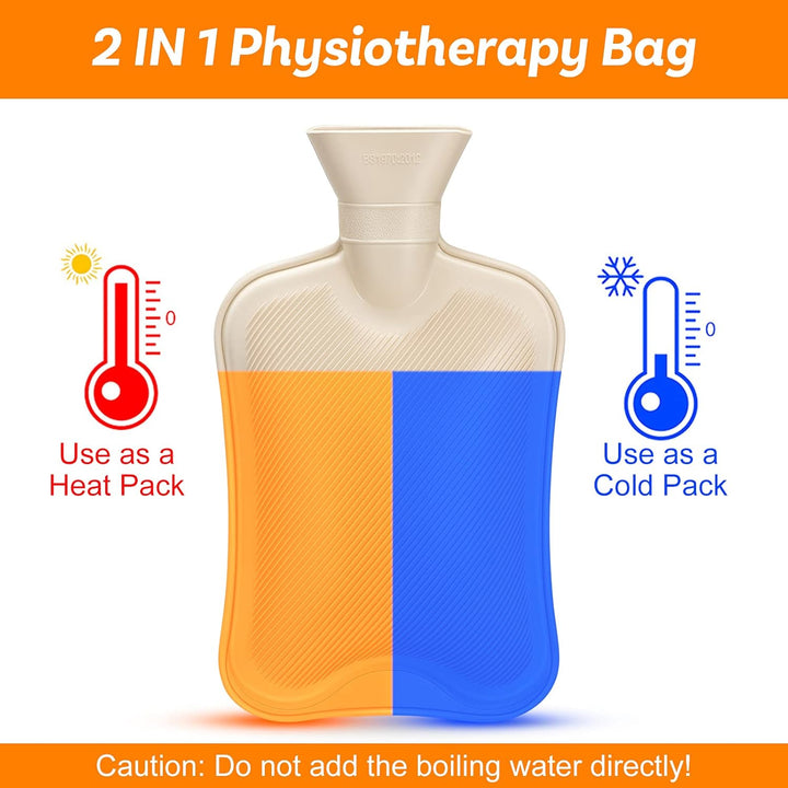 Hot Water Bottle with Fleece Cover, 2L Bag for Cold & Hot Therapy, Fluffy for Back Neck Pain Relief for Adult Kids