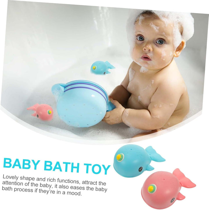 Whale Bath Toys for Toddlers 2Pcs Cartoon Wind-Up Bathtub Toys in Pink and Blue for Baby'S Summer Bath and Swimming