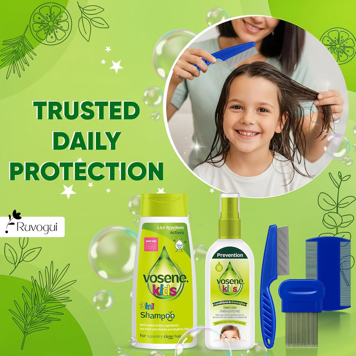 Head Lice Treatment for Kids Bundled with Nit Shampoo, Head Lice Repellent Spray, Kids Detangler Spray, Nit Comb & Flea Comb – Gentle & Effective Nit Treatment. Kills Headlice and Eggs.