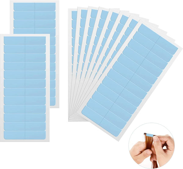 Hair Extension Adhesive Tapes, 120 Pcs Double Sided Tapes, Durable & Waterproof, for Hair Extensions, Wigs, and Hairpieces - Blue