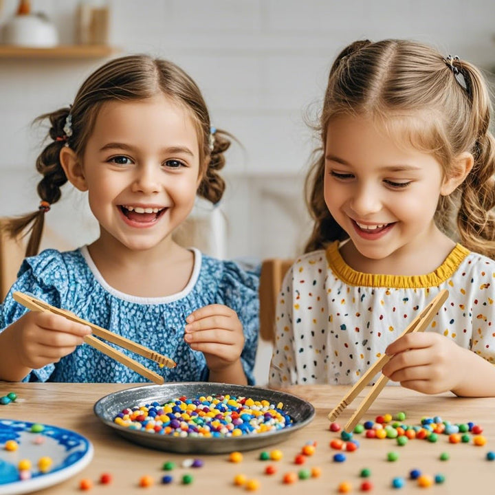 4 Pcs Wooden Tweezers Kids Tweezers, 18Cm Childrens Tweezer for Kids Tweezer Wooden Tongs Kid Educational Toy Toy Tongs for Kid Fine Motor Skills Toys