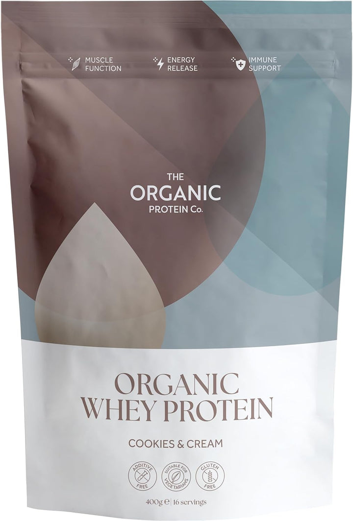 The Organic Protein Co. – Madagascan Vanilla Organic Whey Protein Powder | No Additives, Undenatured, Bioactive, UPF Free, No Emulsifiers, Primarily Grass Fed, Vegetarian, Gluten Free – 400G