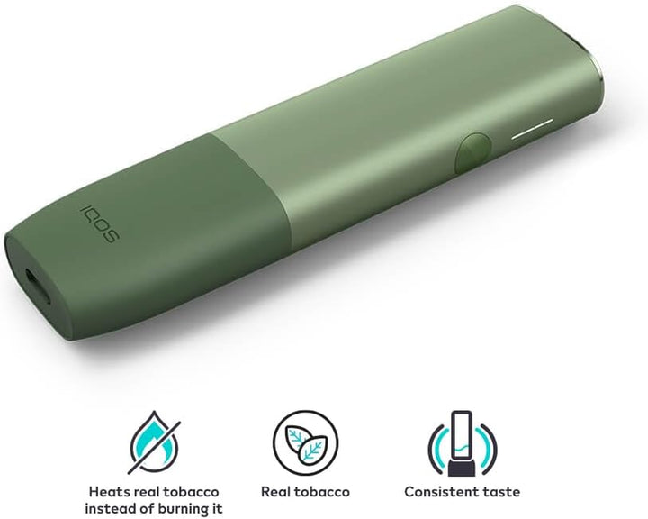 ILUMA ONE Kit, Moss Green - Heat Not Burn Device Alternative to Smoking Heated Tobacco. Device Only -No Heated Tobacco Sticks and No Nicotine Included