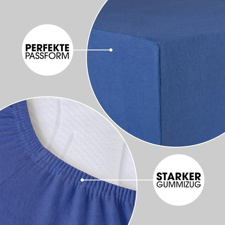 Lucina Fitted Sheet Cotton 200X200-200X220 Cm Royal Blue