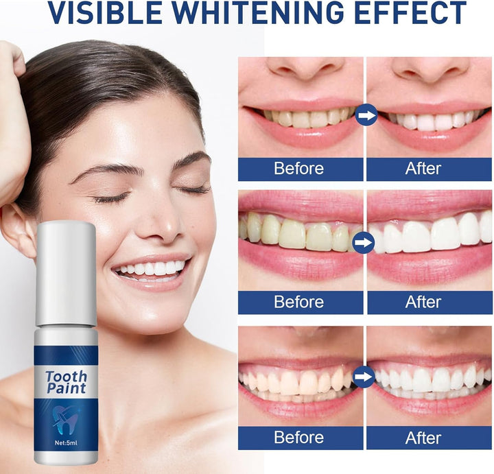 Professional Tooth Paint and Whitening Pen with Strips - Instant Teeth Whitening Essence and Enamel