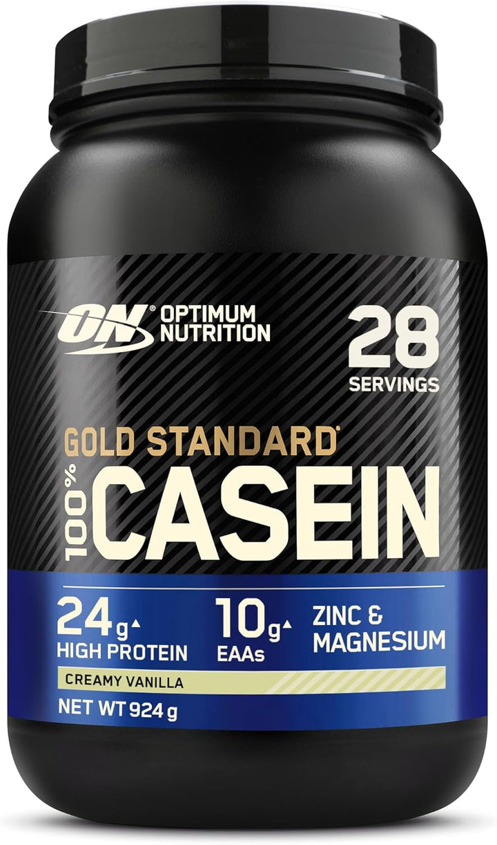 Gold Standard 100% Casein Slow Digesting Protein Powder with Zinc, Magnesium and Amino Acids, Support Muscle Growth & Repair Overnight, Creamy Vanilla Flavour, 28 Servings, 924 G