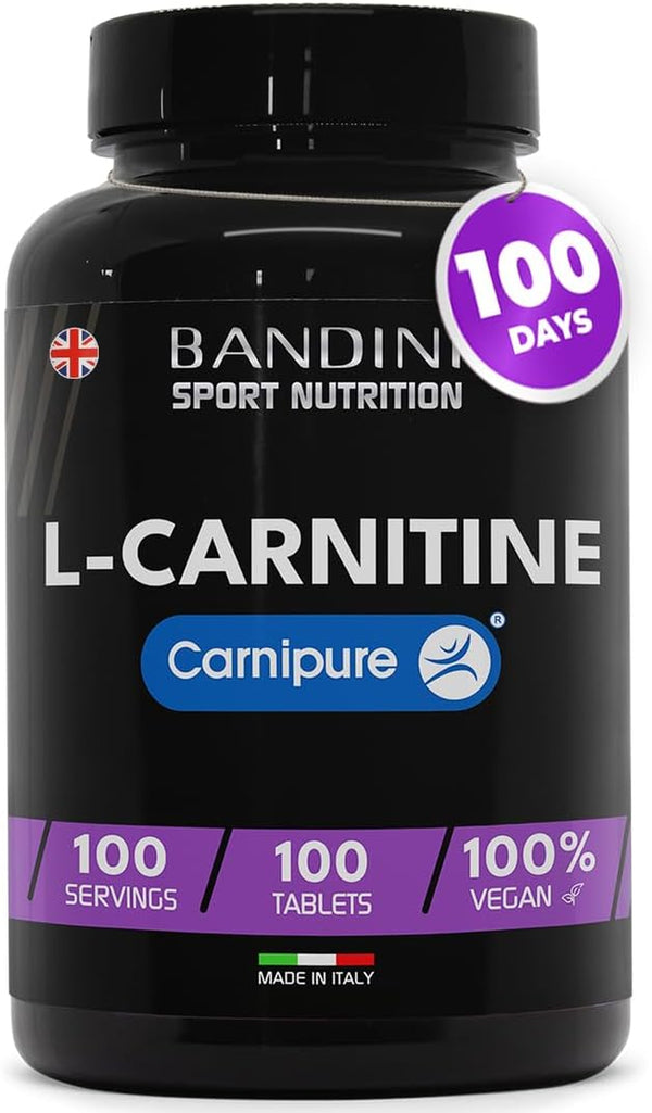 ® L-CARNITINE Carnipure® | 100 Vegan Tablets 100 Days | High Strength L Carnitine Tartrate Supplement | Reduces Tiredness & Fatigue | Energy & Metabolism Support | Pre-Workout Formula 1000Mg
