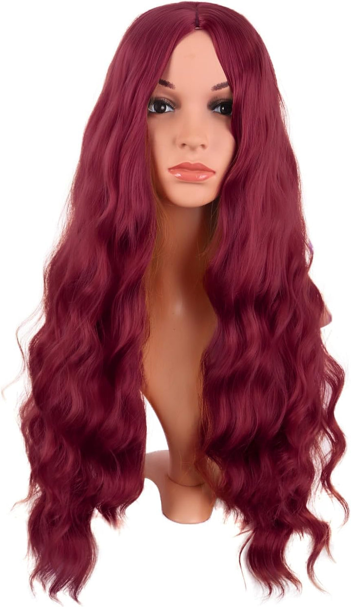 28 Inch/70 Cm Long Wavy Middle Part with No Bangs Synthetic Fiber Curly Fashion Women Party Cosplay Wig (Light Pink)
