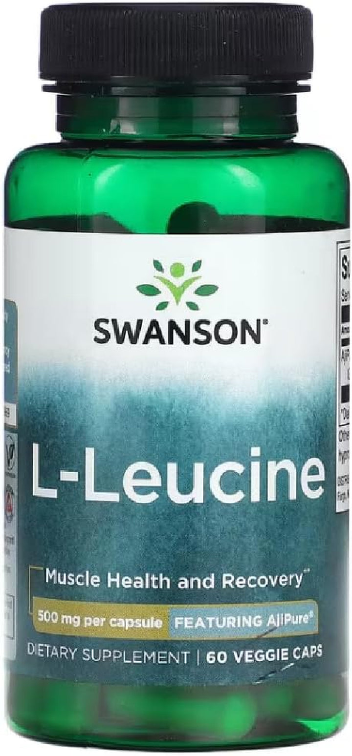 Swanson - Ajipure L-Leucine, 500Mg | Muscle Health and Recovery - 60 Veggie Capsules