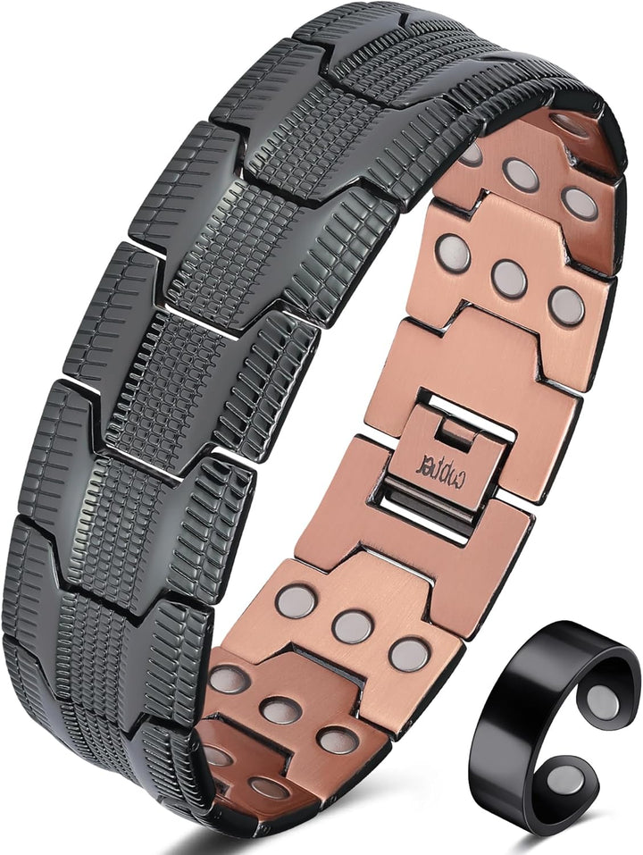 Copper Bracelets for Men,3X Magnetic Bracelets Men with Ultra Strength Magnets,Adjustable Size&Jewelry Gift Box