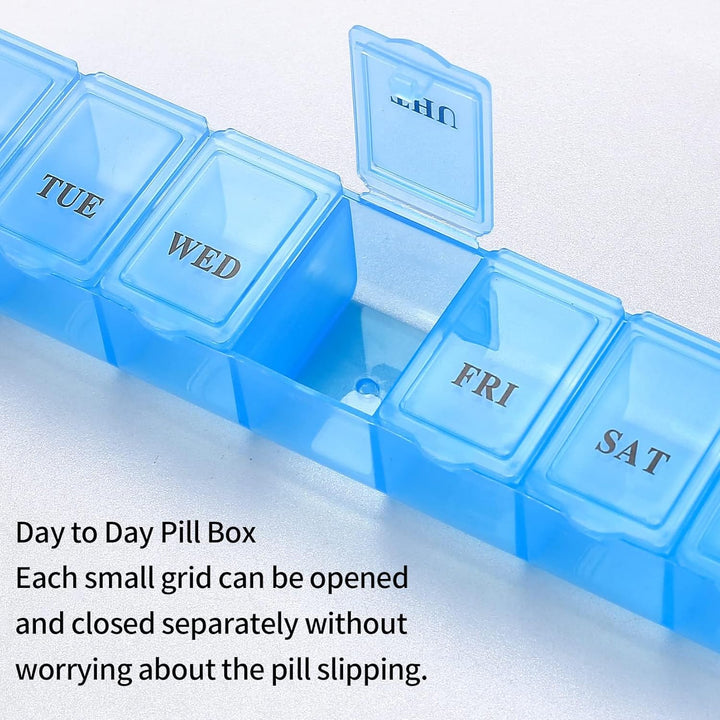3 Pieces Pill Box Organiser Pill Dispenser Box, 7 Day Pill Box Organiser One Time a Day, Weekly Pill Box Pill Organiser for Medication, Supplements, Vitamins, Cod Liver Oil