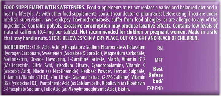 Energy Orange - 10 Dissolving Multivitamins Effervescent Tablets for Woman, Natural Orange Flavour,