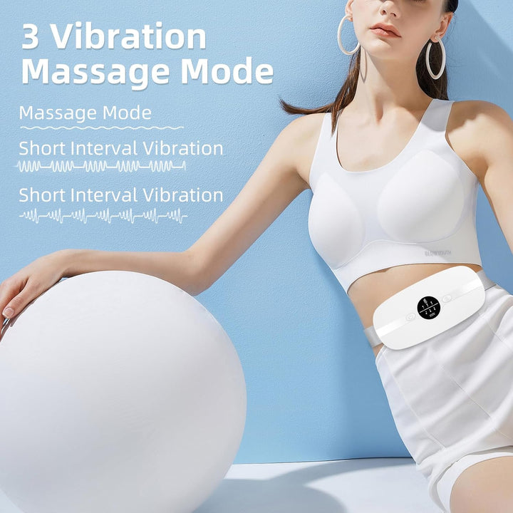 Rechargeable Heat Pad with 3 Heating & Vibration Modes - Period Pain Relief for Back & Stomach - Portable Heating Pad Gift for Women