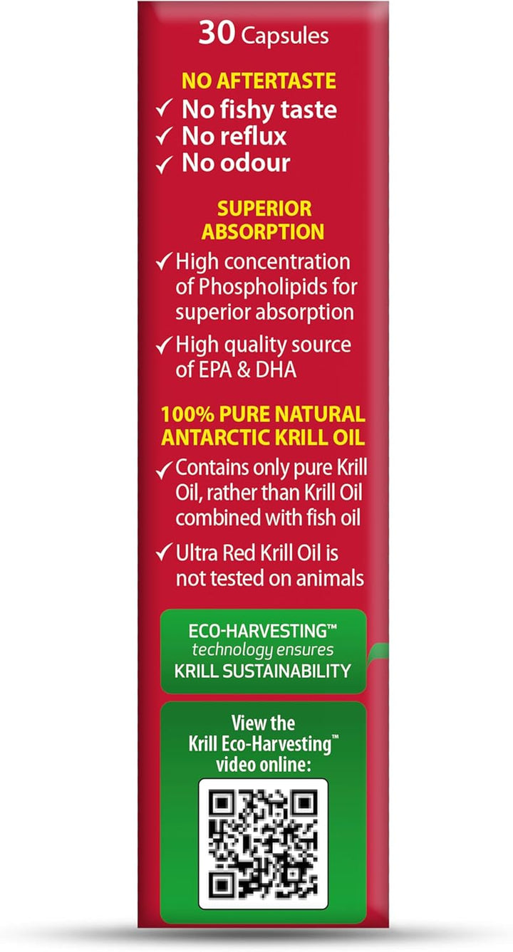 Red Krill Oil Nutritional Supplement Capsule with Omega 3-9 Fatty Acids DHA EPA Astaxanthin for Heart Brain and Eye Vision Support from Antarctic Marine Phospholipids