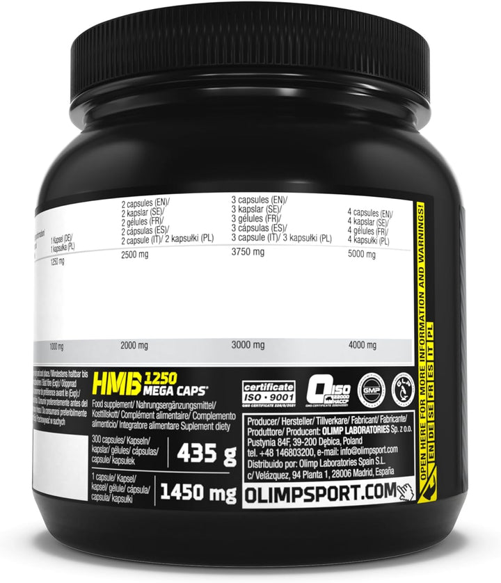 Olimp Labs HMB Capsules, 1250 Mg, Pack of 300 Mega Capsules