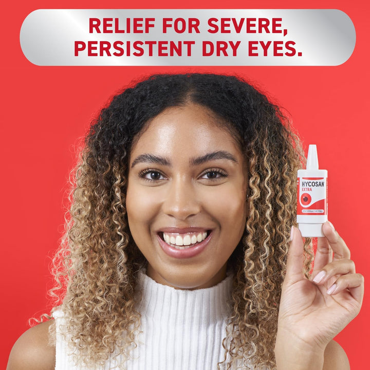 Hycosan Extra - Twin Pack - Eye Drops with Hyaluronic Acid for Soothing Relief of Severe and Persistent Dry Eyes - Contact Lens Compatible - Preservative Free - 2 X 225 Measured Doses