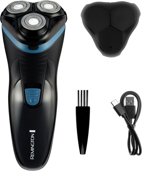 Mens Electric Rotary Shaver R1 (Dry Shave, 30Mins Runtime, Pop-Up Trimmer, Flexing Blades and Pivoting Neck, Cordless Usage, USB-C Charging, Worldwide Voltage) R1000