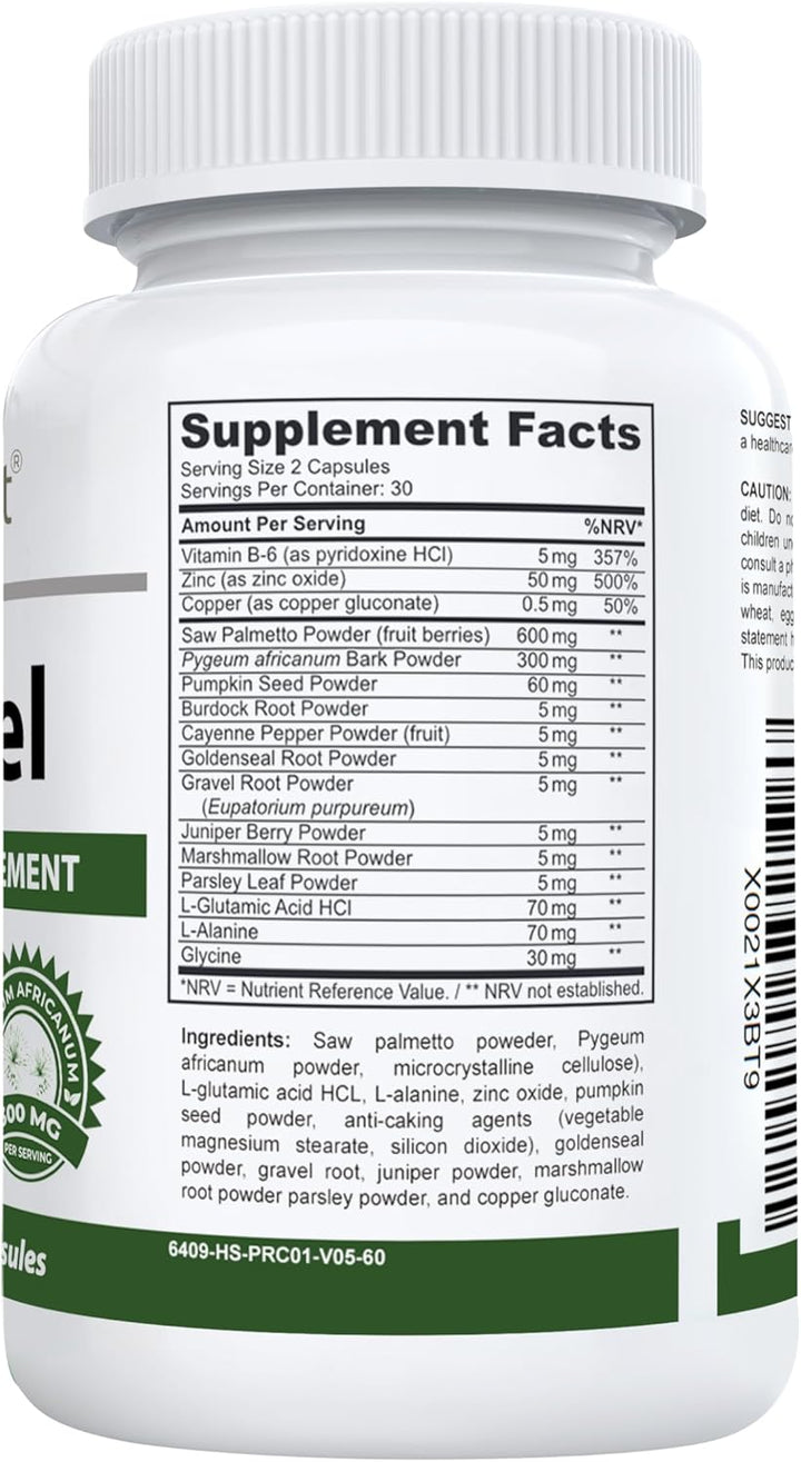 Prostacel Prostate Support Supplement for Men | Beta Sitosterol, Pygeum, Pumpkin Seed, Burdock, Juniper, Zinc & More | Bladder Health & Urinary Flow | USA Made, 3Rd Party Tested | 60 Vege Capsules