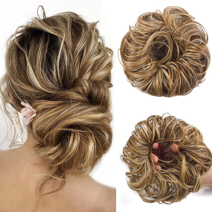 Messy Bun Hair Piece for Women,Curly Wavy Hair Scrunchies Bun Extensions Hairpieces,Synthetic Hair Chignons Accessories Updo for Girls(18/22#,35G)