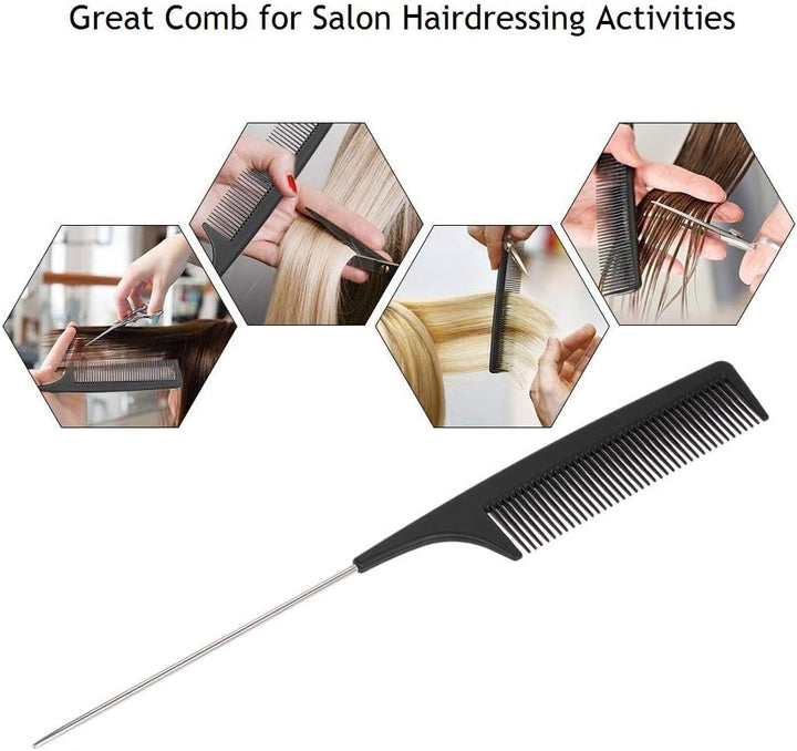 12Pcs Hair Sectioning Clips + 1Pcs Professional Anti-Static Metal Tail Hair Comb, Makeup Hairdresser Clips for Styling of Women Girls Hairdressing Salon Tool Set