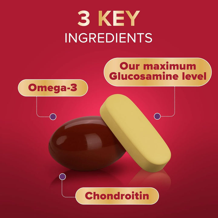 Jointcare MAX GLUCOSAMINE with Omega-3, Glucosamine, Chondroitin, Vitamins C and D, Manganese and Zinc, Food Supplements, 30-Day Pack